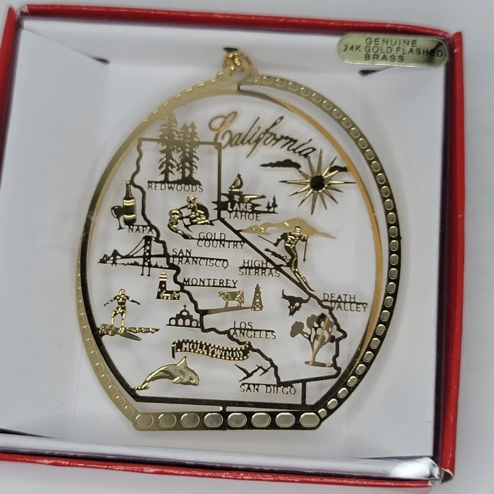 NIB CALIFORNIA Cities  24K Gold Finish Brass Ornament‎
